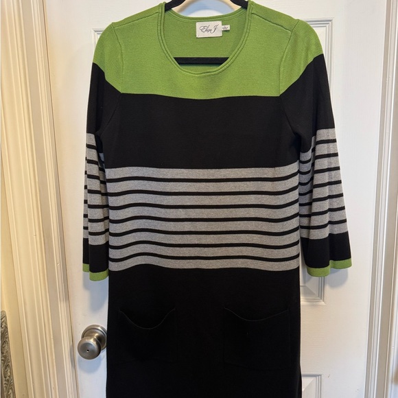Eliza J Green and Black Striped Sweater - Picture 2 of 8